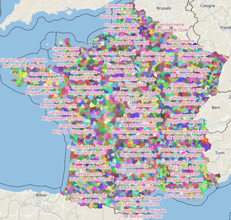 Cartes des compétences territoriales des gendarmeries et polices nationales