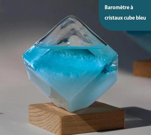 Baromètre à cristaux cube bleu – Image 2