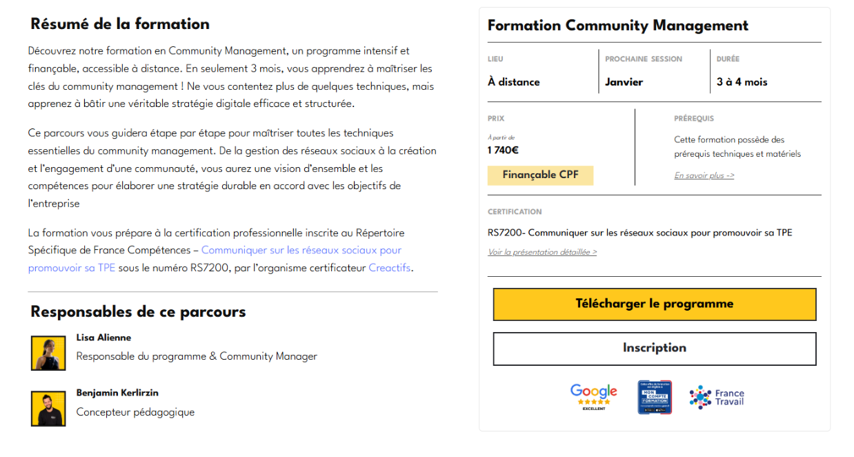 Formation en Community Management Webmyday